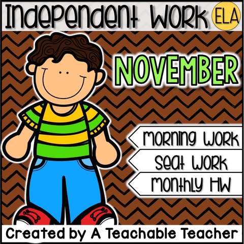 Kindergarten Independent Work - November