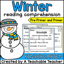 Winter Reading Comprehension - Pre-Primer and Primer - Kindergarten