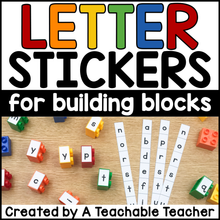 Letter Stickers for Building Blocks- Editable
