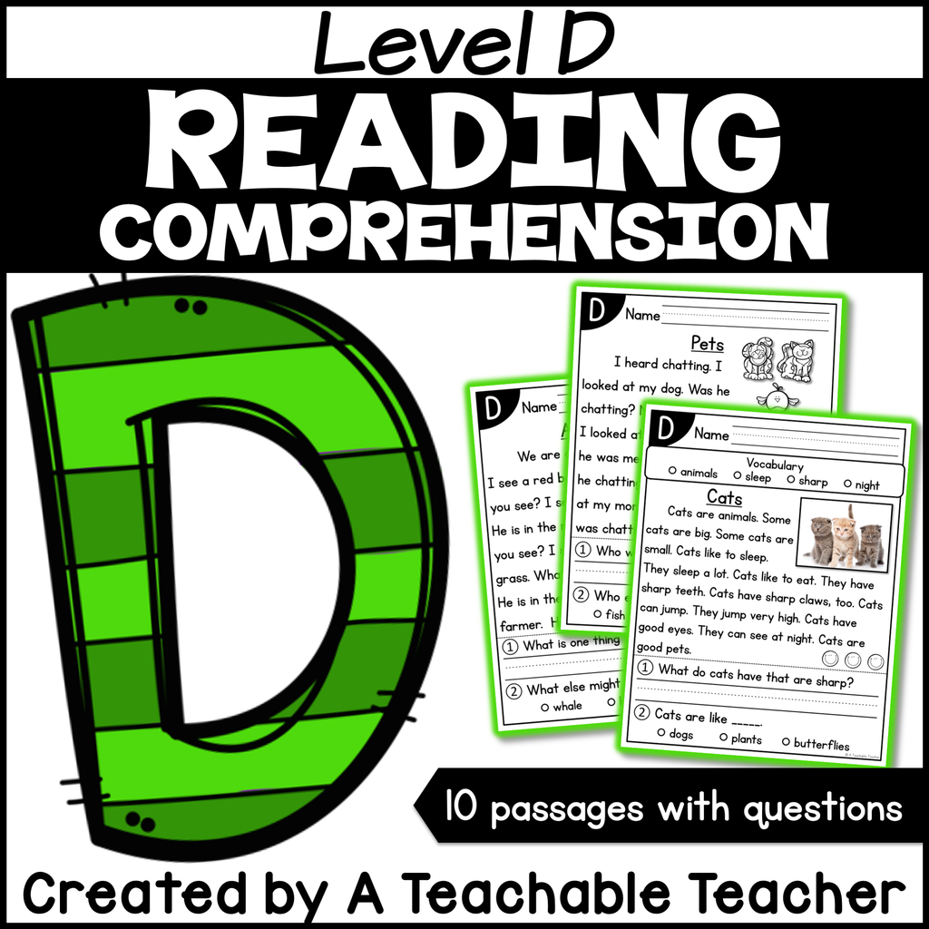 Level D Reading Comprehension Passages and Questions – A Teachable Teacher level-d-reading-comprehension-passages-and-questions-a-teachable-teacher