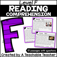 Level F Reading Comprehension Passages and Questions
