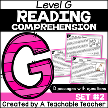 Level G Reading Comprehension Passages and Questions - Set Two