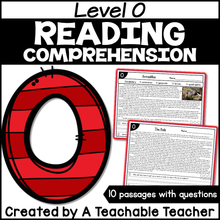 Level O Reading Comprehension Passages and Questions