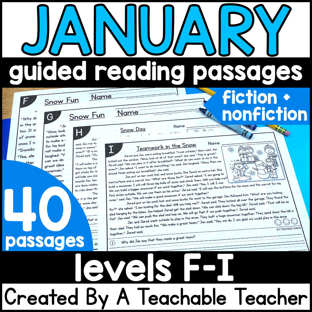 January Reading Pages January Guided Reading Passages - Levels F-I – A Teachable Teacher