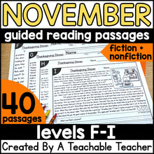 November Guided Reading Passages - Levels F-I