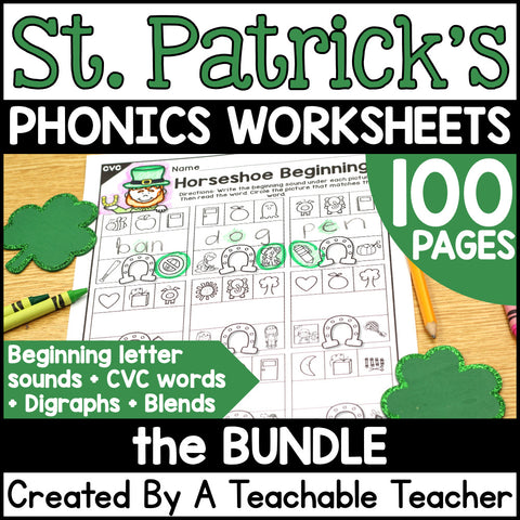 St. Patrick's Day Phonics Worksheets & Activities Bundle