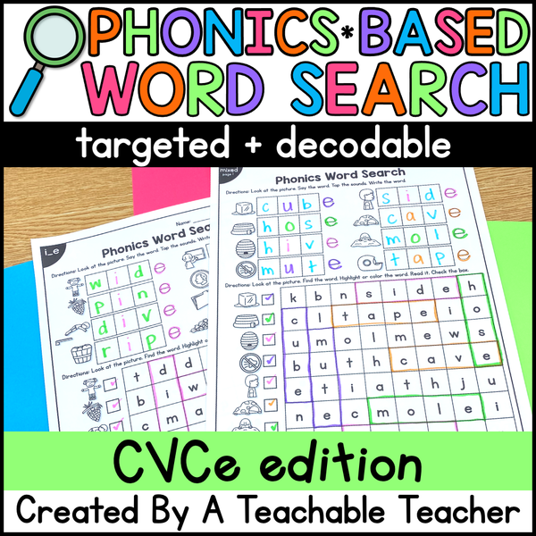 CVCe Worksheets Phonics Word Search: Write & Find CVCe Words – A ...