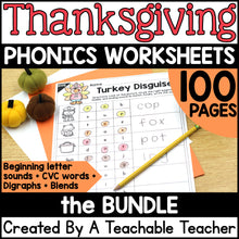 Thanksgiving Phonics Bundle- NO PREP