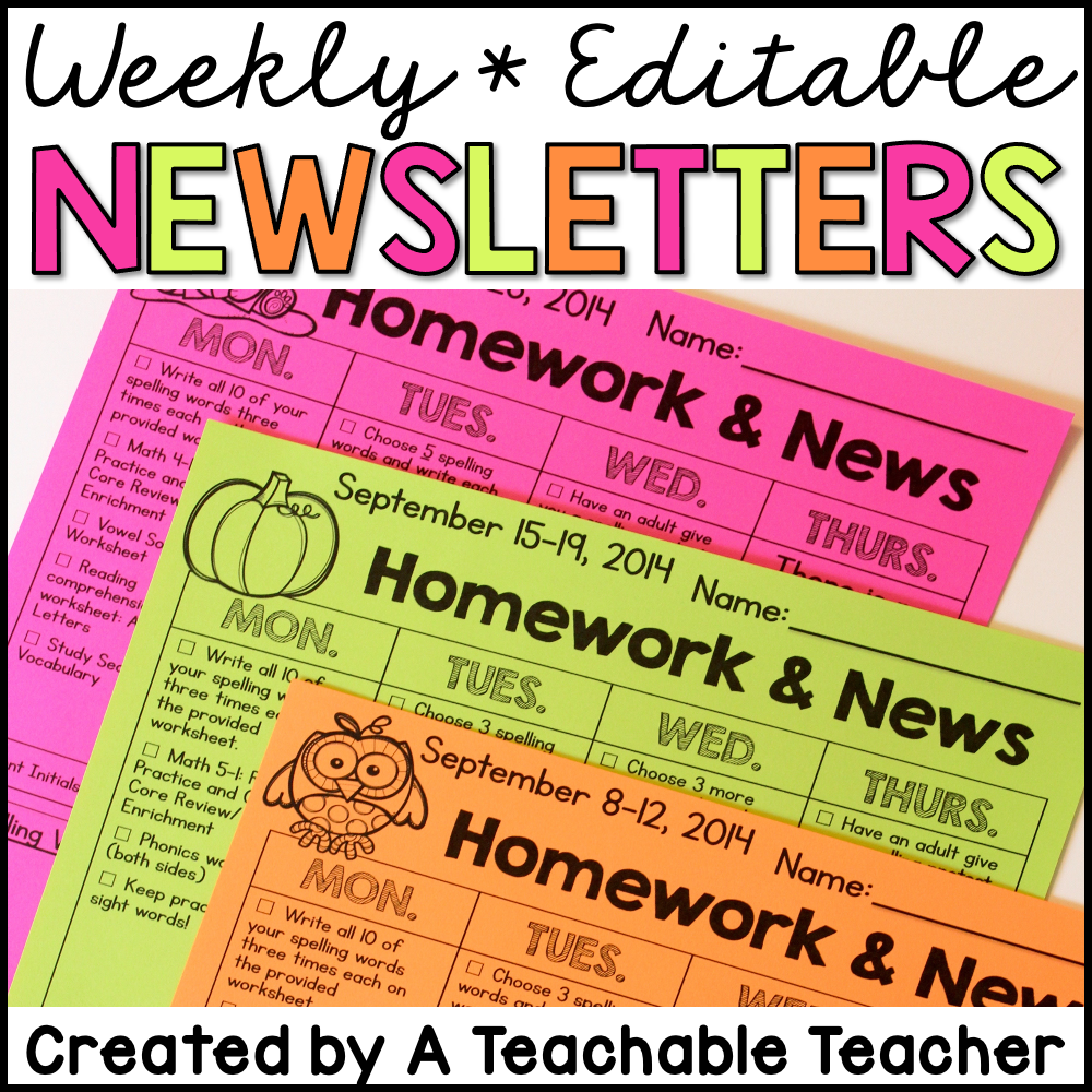 Weekly Newsletter Templete Editable Weekly Newsletter Template – A Teachable Teacher