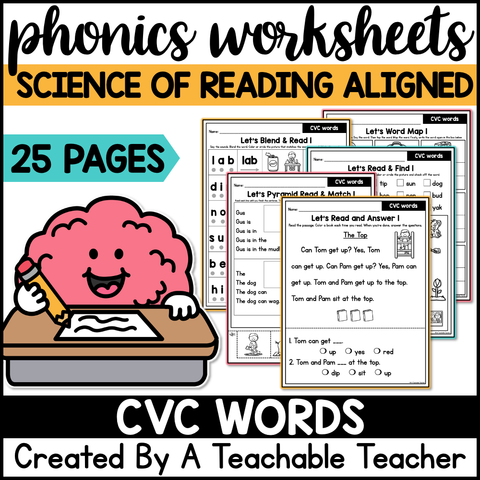 CVC Words Phonics Worksheets - The Science of Reading