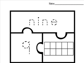 Number Puzzles 1-20 - Number, Number Word, Ten Frames