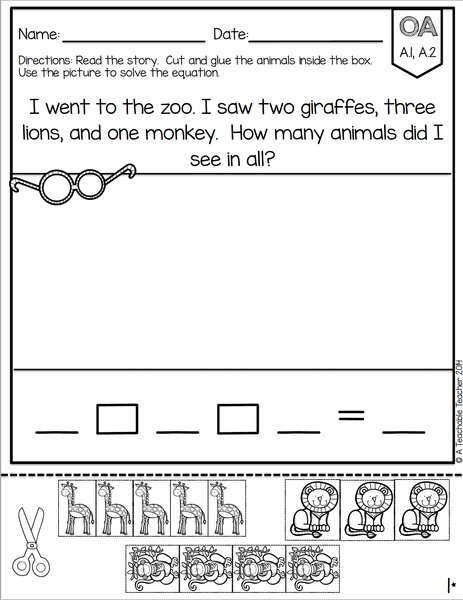 First Grade Operations and Algebraic Thinking - Common Core Performanc ...