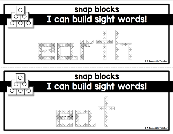 High Frequency Word Snap Block Task Cards - 300 High Frequency Words ...