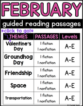 February Guided Reading Passages - Levels A-E