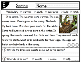 March Guided Reading Passages - Levels A-E