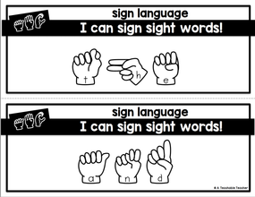 Editable Sight Word Sign Language