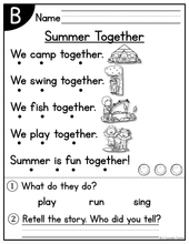 June Guided Reading Passages - Levels A-E