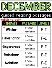 December Guided Reading Passages - Levels F-I