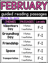 February Guided Reading Passages - Levels F-I