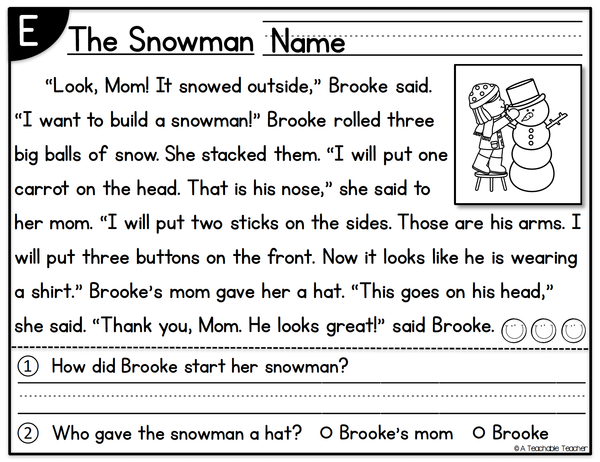 December Guided Reading Passages - Levels A-E – A Teachable Teacher