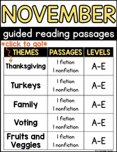 November Guided Reading Passages- Levels A-E