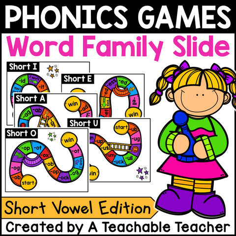 Phonics Word Family Slide Game - Short Vowel Edition
