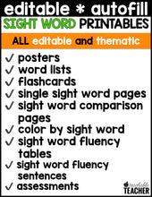 Editable Sight Word Printables- October