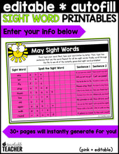 Editable Sight Word Printables- May