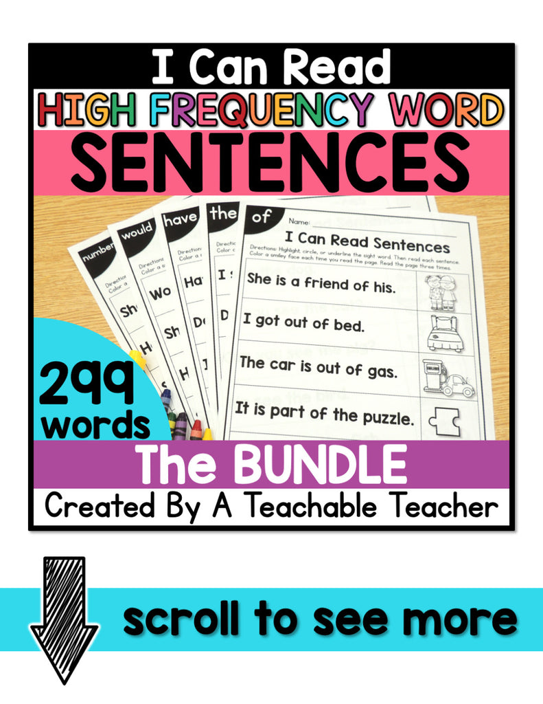 High Sentence High Frequency Word Sentences for Fluency- The BUNDLE – A Teachable Teacher
