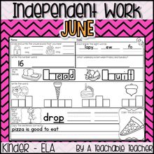 Kindergarten Independent Work - June