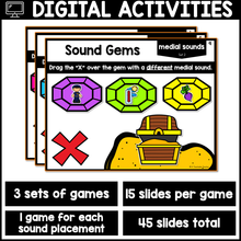 Sound Isolation Boom Cards™ | Sound Gems- Beginning, Medial, Ending Sounds Game