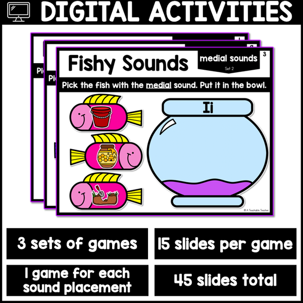 Sound Isolation Google Slides™ | Fishy Sounds-Beginning, Medial, Endin ...