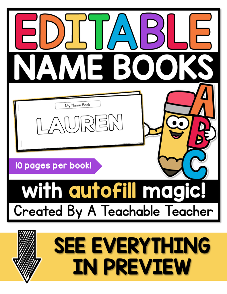 Three Names Book Editable Name Books: Practice Writing First and Last Name – A Teachable ...