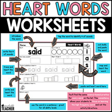 Heart Words Worksheets Kindergarten Science of Reading + Temp Heart Flash Words