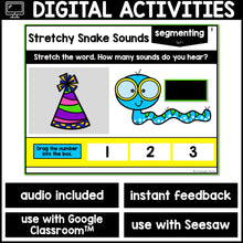 Segmenting Sounds Boom Cards™ | Stretchy Snake Sounds- Segmenting Distance Learning