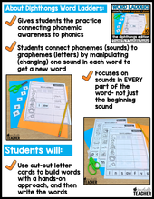 Phonics Diphthong Words Word Ladders and Word Chains