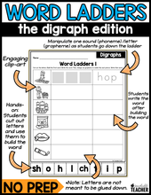 Phonics Words with Digraphs Word Ladders and Word Chains