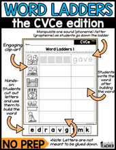 Phonics CVCe Words Word Ladders and Word Chains