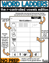 Phonics R-Controlled Vowels Words Word Ladders and Word Chains