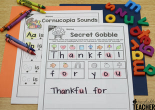 Thanksgiving Letter Sounds Activities- NO PREP Phonics Worksheets