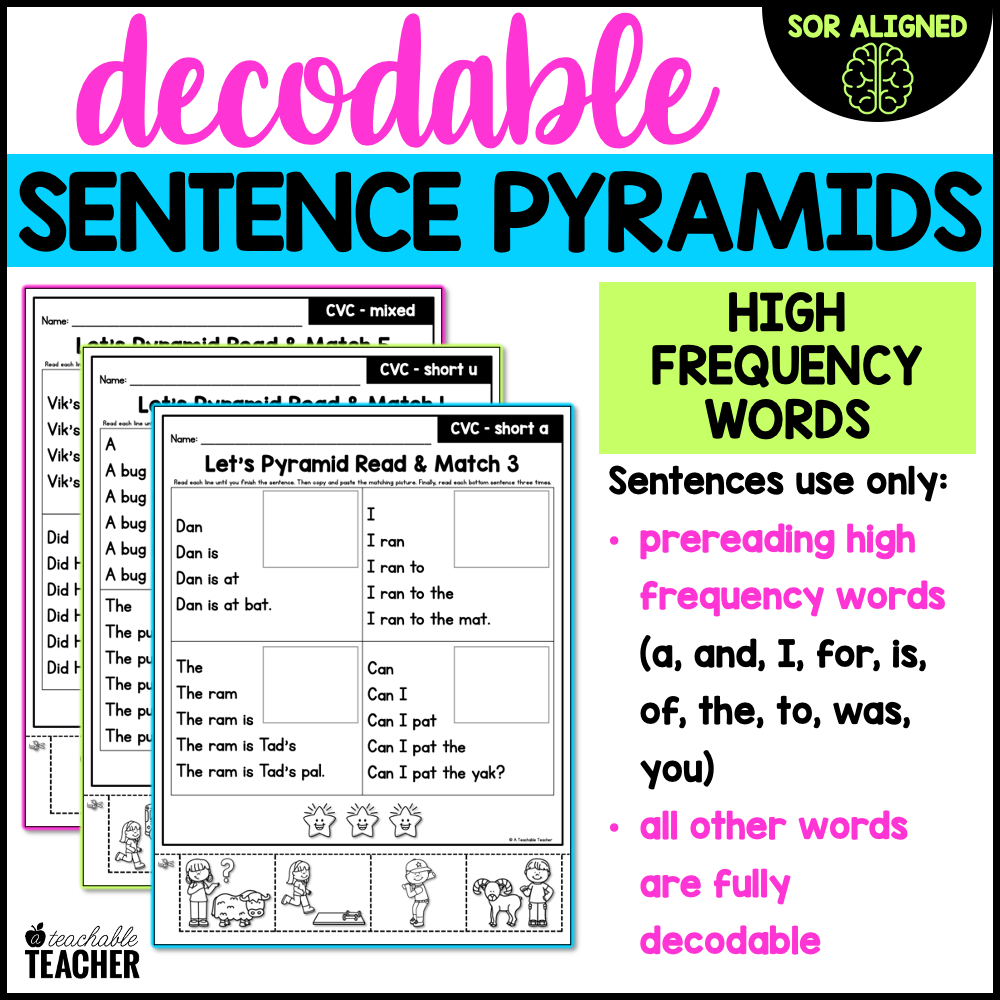 Decodable Sentence Pyramids- The BUNDLE – A Teachable Teacher
