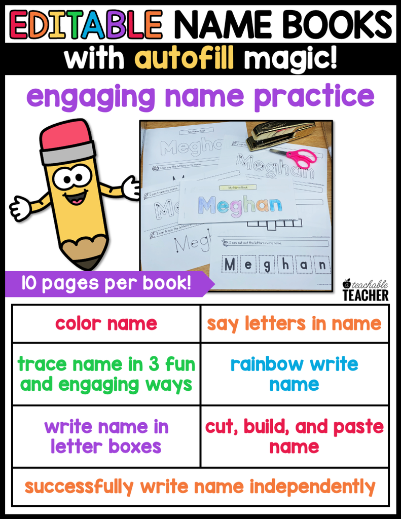 Three Names Book Editable Name Books: Practice Writing First and Last Name – A Teachable ...