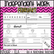 Kindergarten Independent Work - February