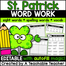 Editable St. Patrick's Day Word Work