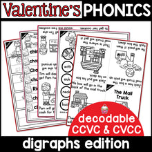 Valentine's Day Digraphs Activities- NO PREP Phonics Worksheets