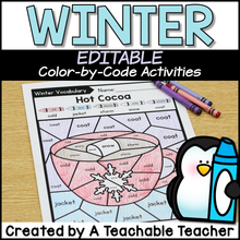 Editable Winter Color-by-Code Activities
