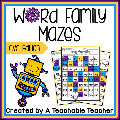 Word Family Mazes - CVC Edition