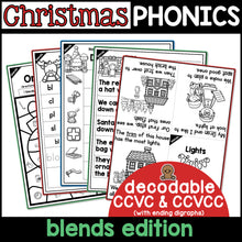 Christmas Blends Activities- NO PREP Phonics Worksheets