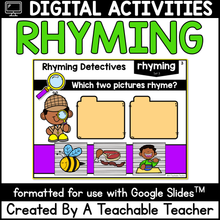 Rhyming Google Slides™ | Rhyming Detectives- Rhyming Activities Distance Learning