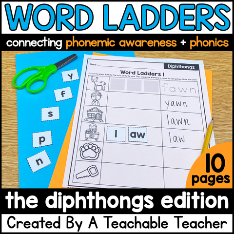 Phonics Diphthong Words Word Ladders and Word Chains